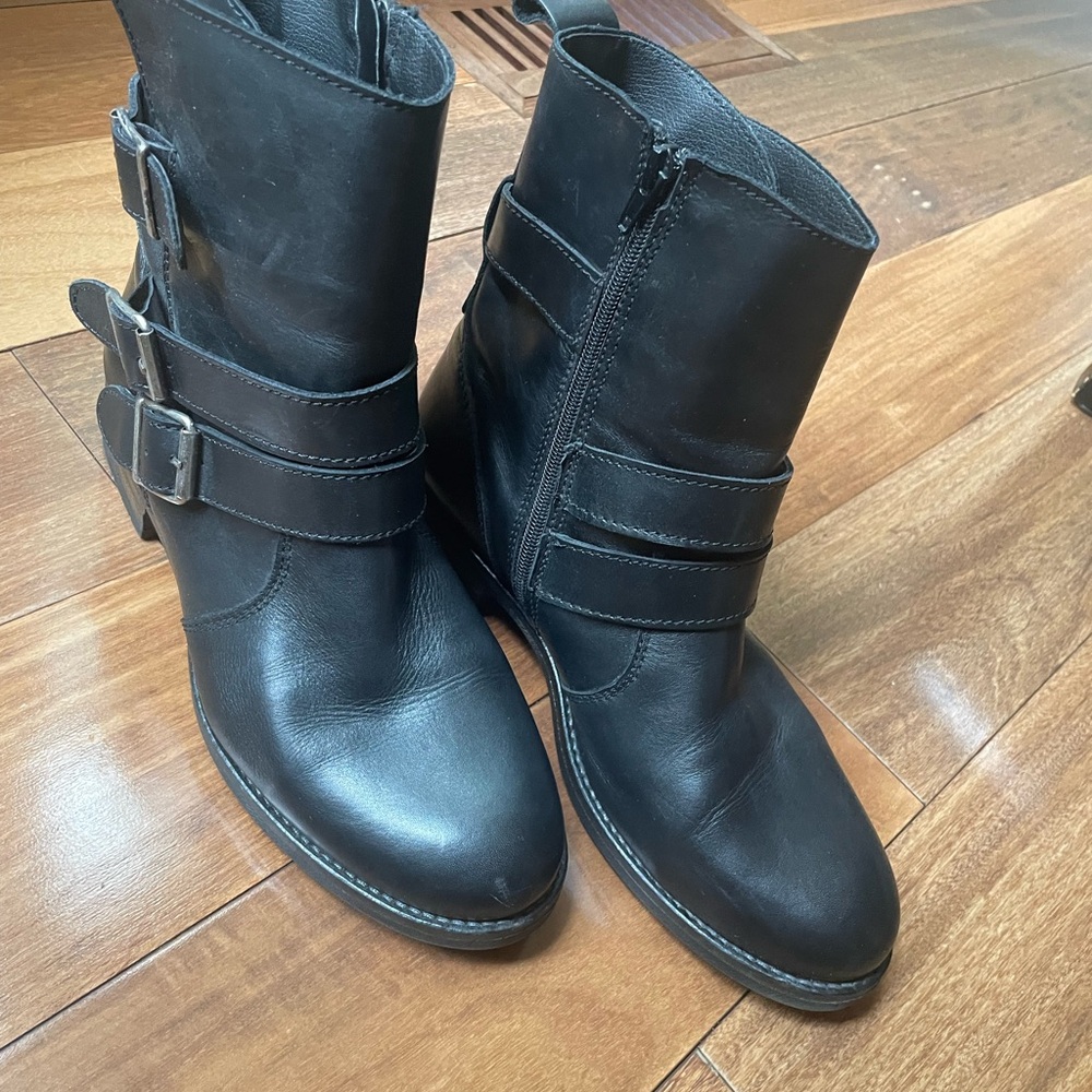 Eric Michael Black Leather Moto Boots